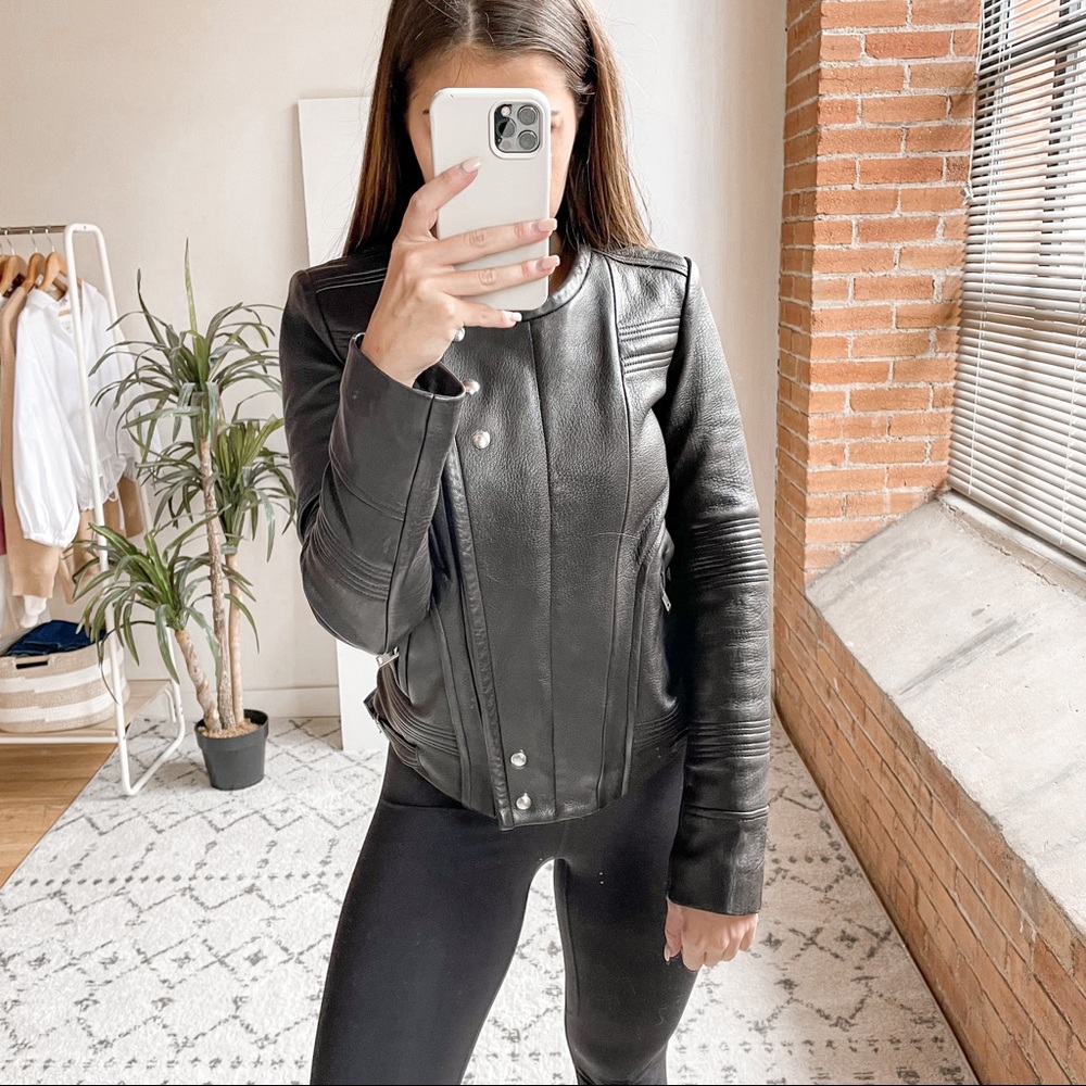 IRO Joss Lamb Leather Moto Jacket Black - Picture 3 of 8
